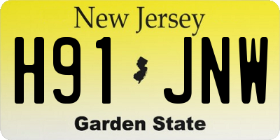 NJ license plate H91JNW