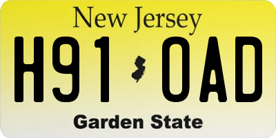 NJ license plate H91OAD