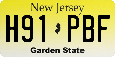 NJ license plate H91PBF