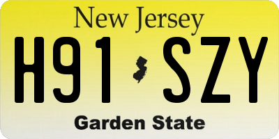 NJ license plate H91SZY