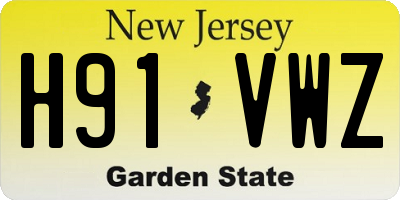 NJ license plate H91VWZ