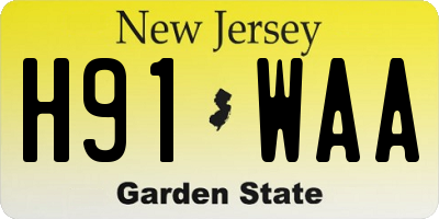 NJ license plate H91WAA