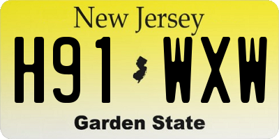 NJ license plate H91WXW