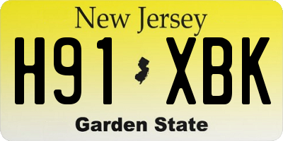 NJ license plate H91XBK