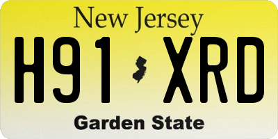 NJ license plate H91XRD