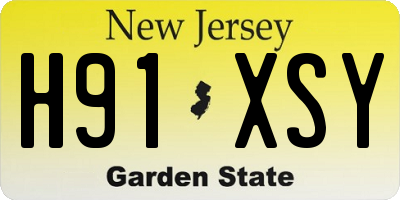 NJ license plate H91XSY