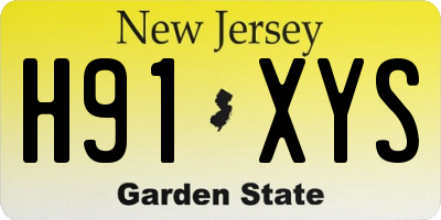 NJ license plate H91XYS
