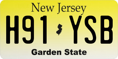 NJ license plate H91YSB
