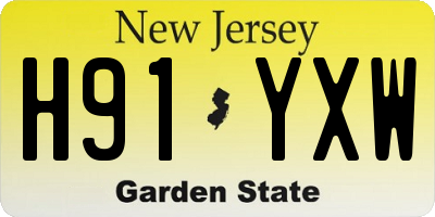 NJ license plate H91YXW