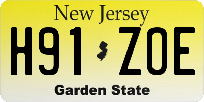 NJ license plate H91ZOE
