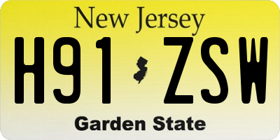 NJ license plate H91ZSW