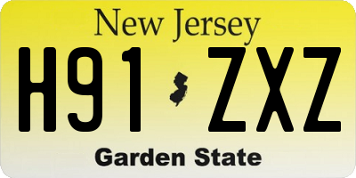 NJ license plate H91ZXZ