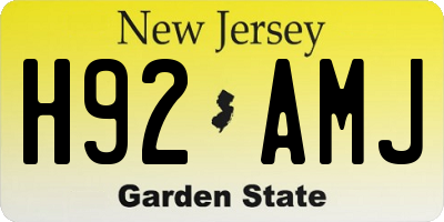 NJ license plate H92AMJ