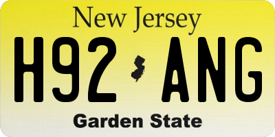 NJ license plate H92ANG