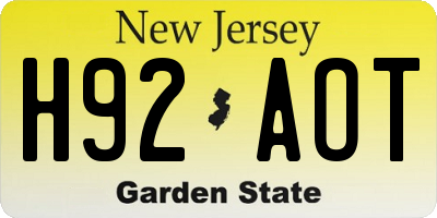 NJ license plate H92AOT