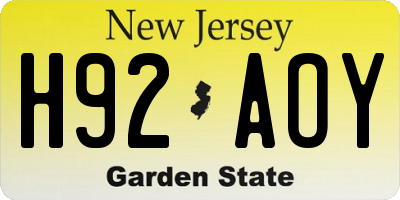 NJ license plate H92AOY