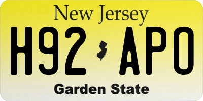 NJ license plate H92APO