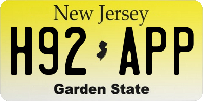 NJ license plate H92APP