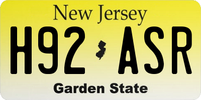 NJ license plate H92ASR