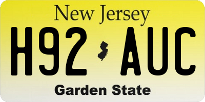 NJ license plate H92AUC