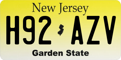 NJ license plate H92AZV