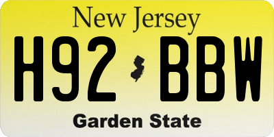 NJ license plate H92BBW