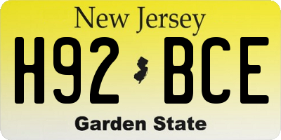 NJ license plate H92BCE