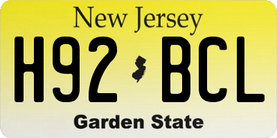 NJ license plate H92BCL