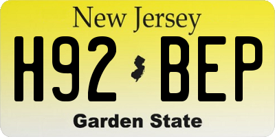 NJ license plate H92BEP