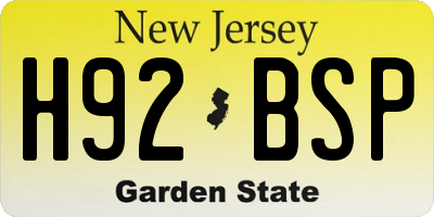 NJ license plate H92BSP