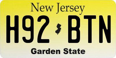 NJ license plate H92BTN