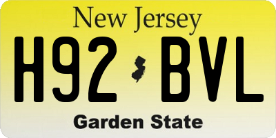 NJ license plate H92BVL