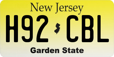 NJ license plate H92CBL