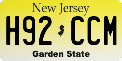 NJ license plate H92CCM