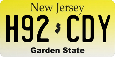 NJ license plate H92CDY