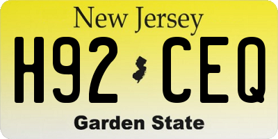 NJ license plate H92CEQ