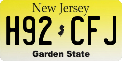 NJ license plate H92CFJ
