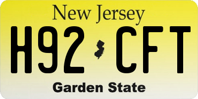NJ license plate H92CFT
