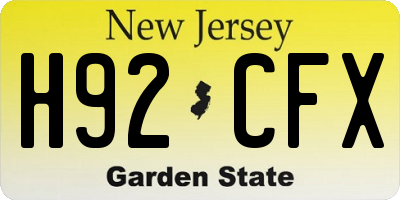 NJ license plate H92CFX