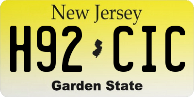 NJ license plate H92CIC