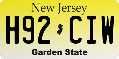 NJ license plate H92CIW