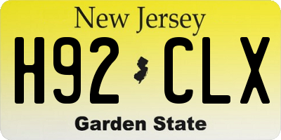 NJ license plate H92CLX