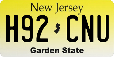 NJ license plate H92CNU
