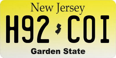 NJ license plate H92COI