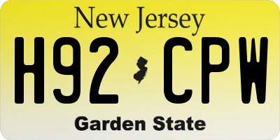 NJ license plate H92CPW