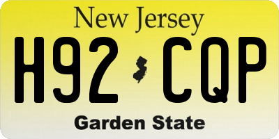 NJ license plate H92CQP