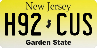 NJ license plate H92CUS
