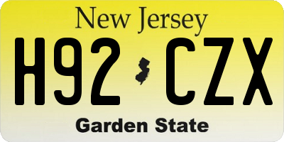NJ license plate H92CZX