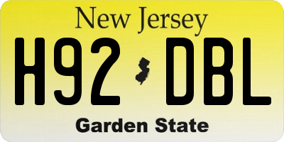 NJ license plate H92DBL