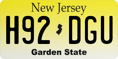 NJ license plate H92DGU
